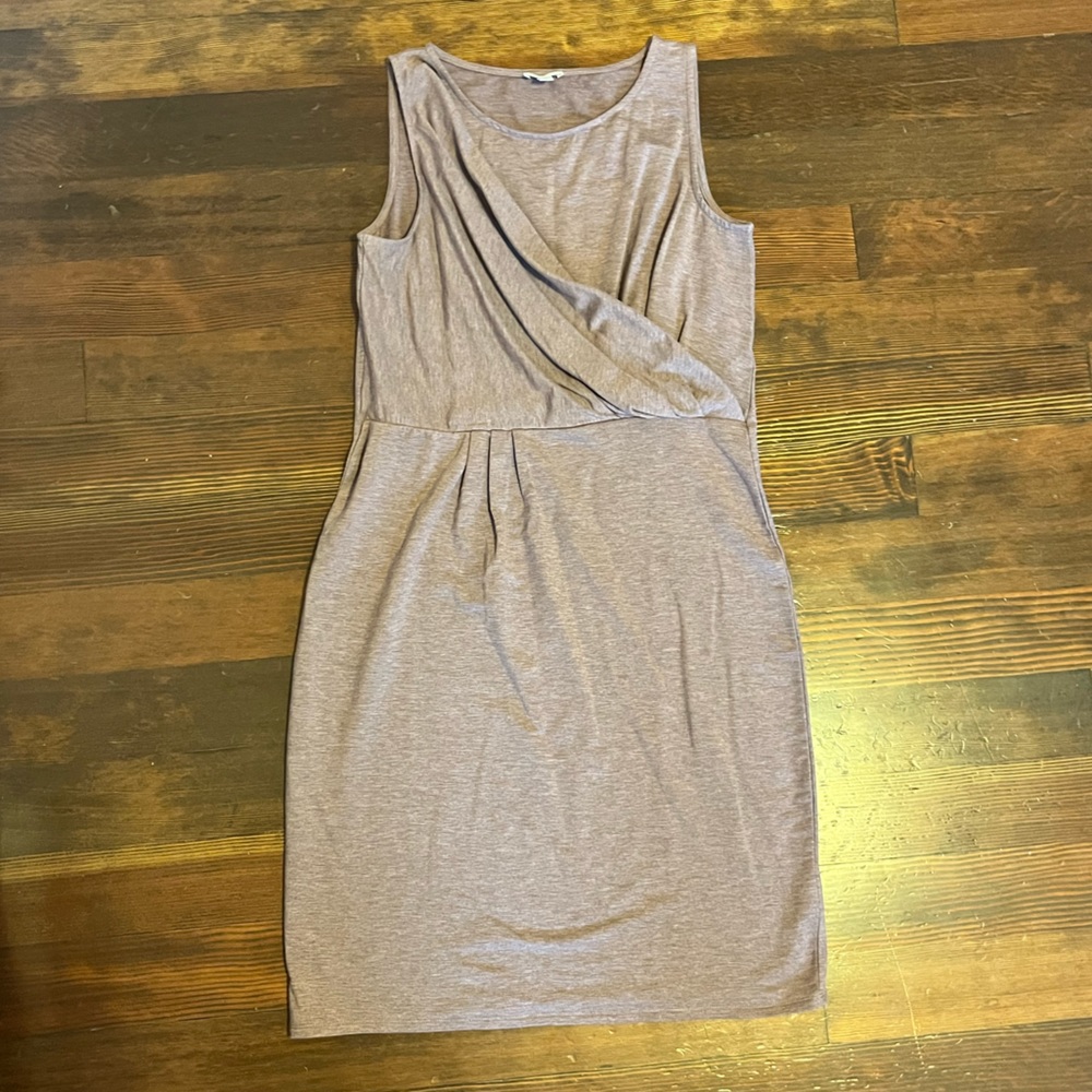 Garnet Hill Tencel sleeveless drape crossover dress - small - rose pink